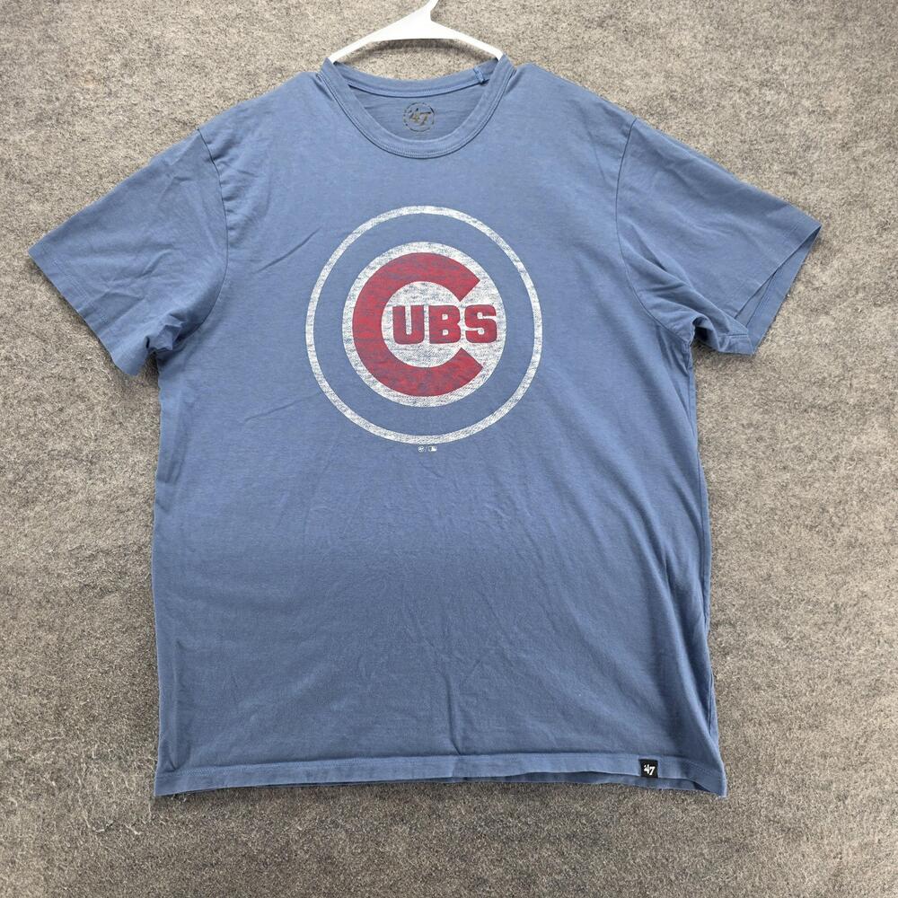 47 Shirt Mens L Blue Short Sleeve Crewneck Tagless Graphic Chicago Cubs Logo